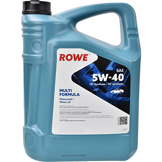 Олива моторна hightec multi formula sae 5w-40 5 l 20138005099 ROWE