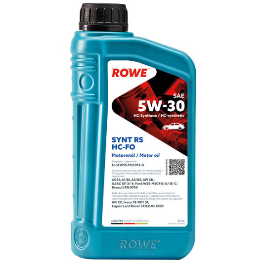 Synt rs sae 5w-30 hc-fo 1л 20146001099 ROWE