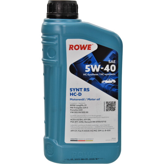 Олива моторна hightec synt rs hc-d sae 5w-40 1 l 20163001099 ROWE