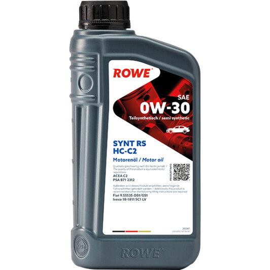 Synt rs sae 0w-30 hc-c2 1л 20247001099 ROWE