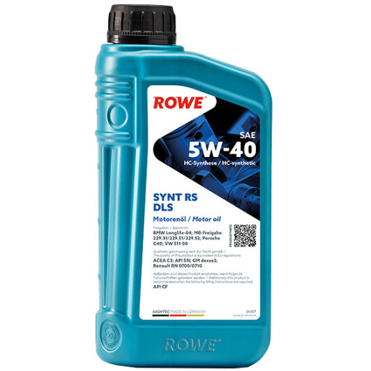 Олива моторна hightec synt rs dls sae 5w-40 1 l 20307001099 ROWE