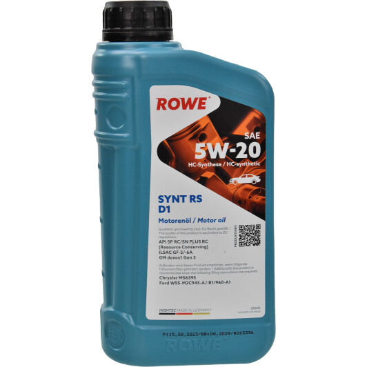 Synt rs d1 sae 5w-20 1л 20342001099 ROWE