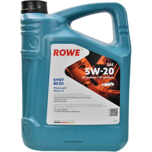 Synt rs d1 sae 5w-20 5л 20342005099 ROWE
