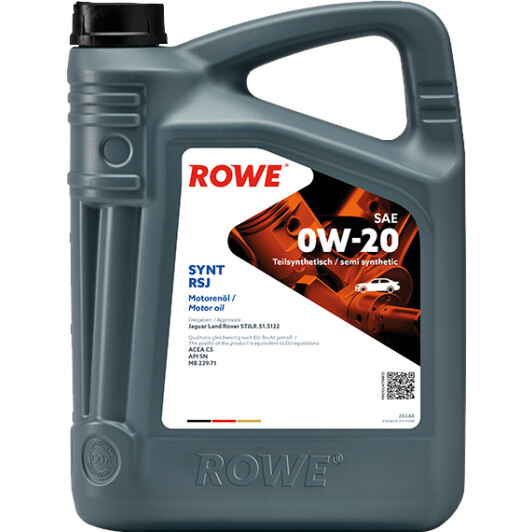 Олива моторна hightec synt rsj sae 0w-20 5 l 20348005099 ROWE