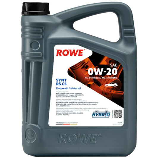 Synt rs c5 sae 0w-20 5л 20379005099 ROWE