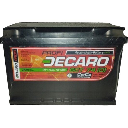 Акумулятор 74ah-12v decaro profi 276х175х190 r en720 67430PRO DECARO