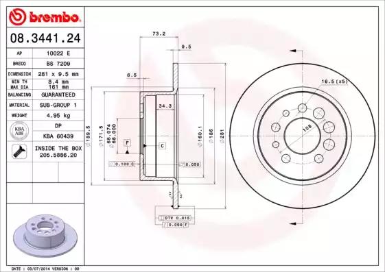 Тормозной диск 08344124 BREMBO