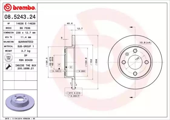 Гальмівний диск 08524324 BREMBO