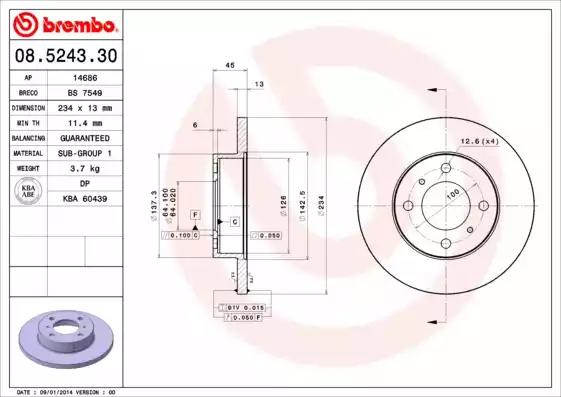 Гальмівний диск 08524330 BREMBO