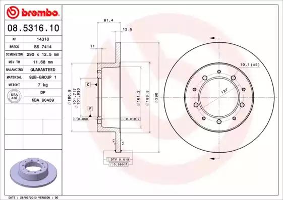 Тормозной диск 08531610 BREMBO