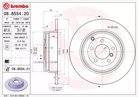 Тормозной диск 08855421 BREMBO