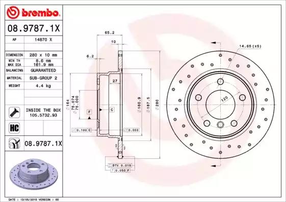 Тормозной диск 0897871X BREMBO