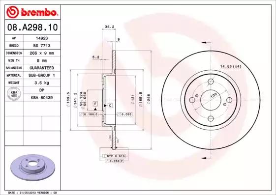 Тормозной диск 08A29810 BREMBO
