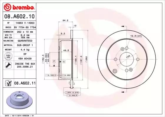 Тормозной диск 08A60211 BREMBO