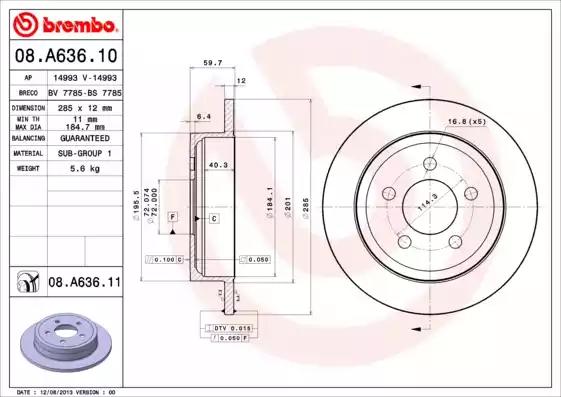 Гальмівний диск 08A63610 BREMBO