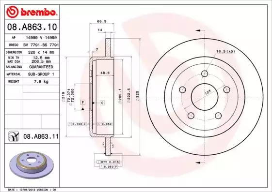 Гальмівний диск 08A86311 BREMBO