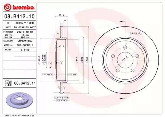 Тормозной диск 08B41211 BREMBO