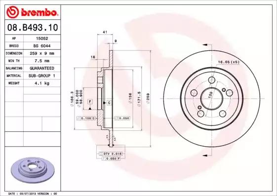 Тормозной диск 08B49310 BREMBO