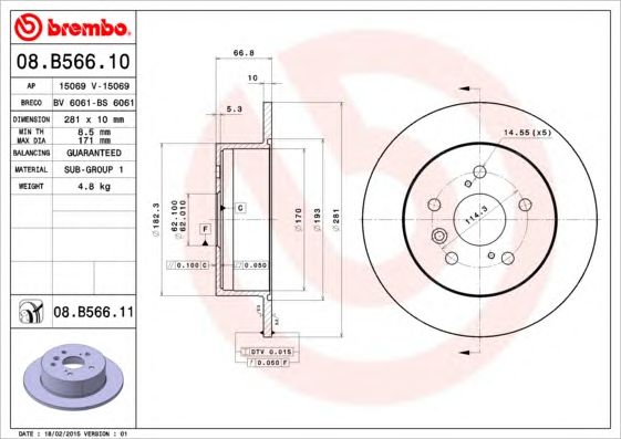 Гальмівний диск 08B56611 BREMBO
