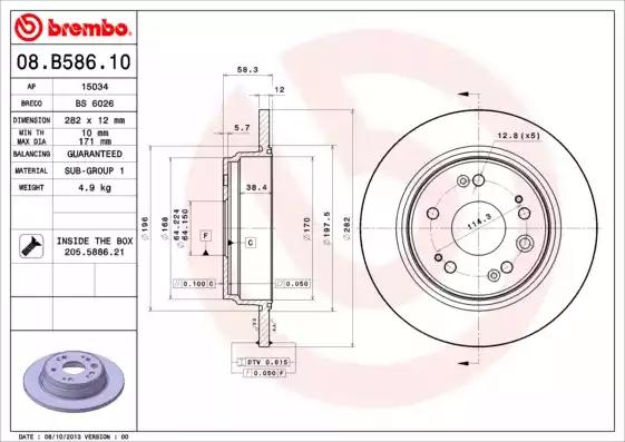 Тормозной диск 08B58610 BREMBO