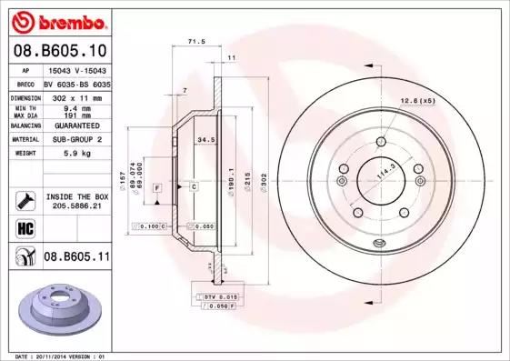 Гальмівний диск 08B60510 BREMBO