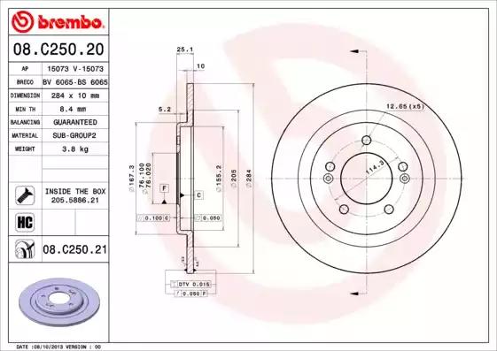 Тормозной диск 08C25021 BREMBO