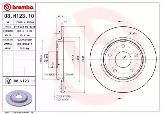 Тормозной диск 08N12311 BREMBO