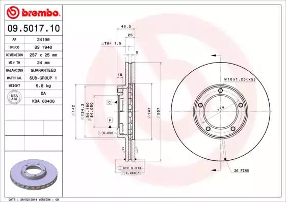 Гальмівний диск 09501710 BREMBO