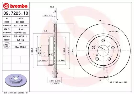 Тормозной диск 09722510 BREMBO
