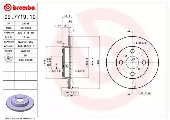 Тормозной диск 09771910 BREMBO