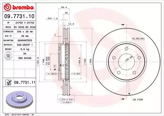 Гальмівний диск 09773111 BREMBO