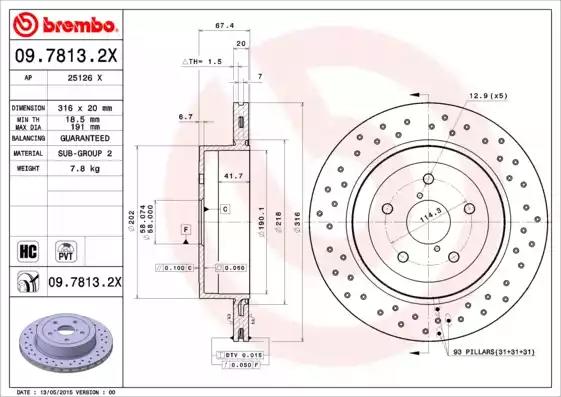 Тормозной диск 0978132X BREMBO