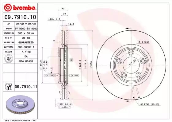 Тормозной диск 09791011 BREMBO