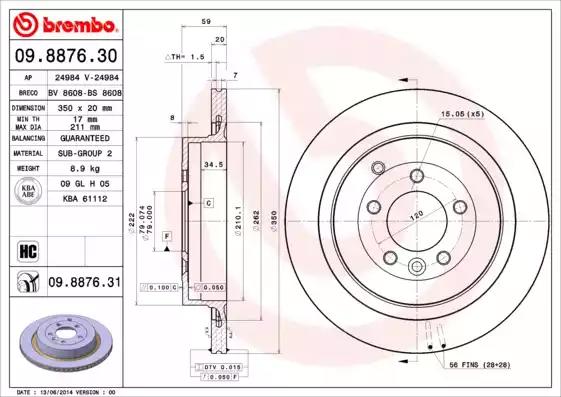 Гальмівний диск 09887631 BREMBO
