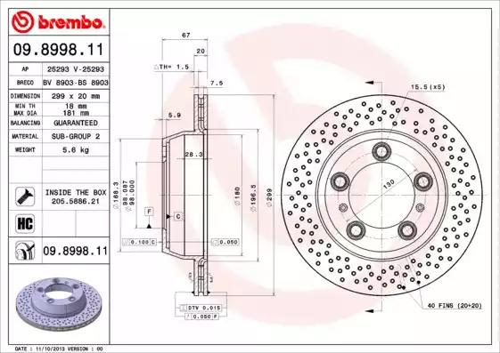 Гальмівний диск 09899811 BREMBO