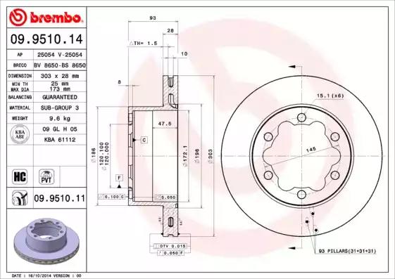 Гальмівний диск 09951014 BREMBO