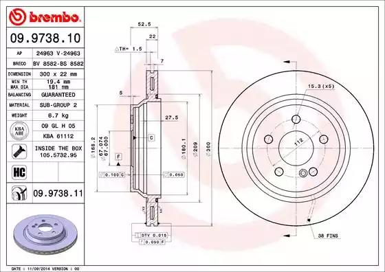 Гальмівний диск 09973811 BREMBO