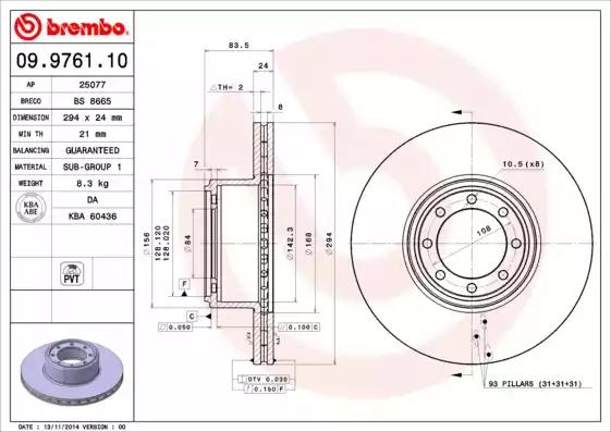 Тормозной диск 09976110 BREMBO