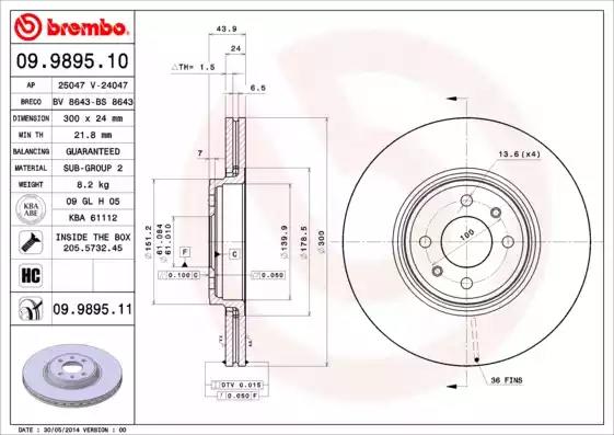 Тормозной диск 09989511 BREMBO