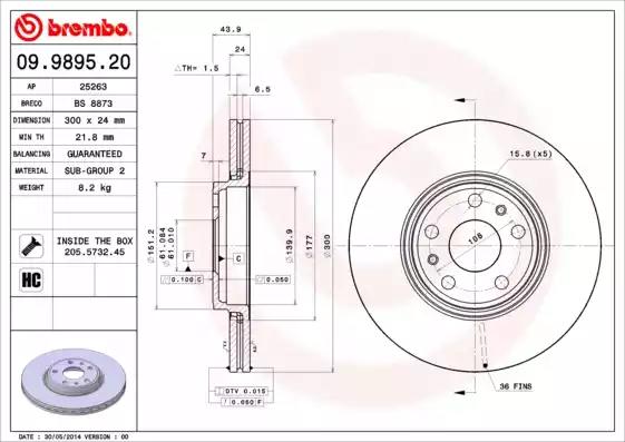Тормозной диск 09989520 BREMBO