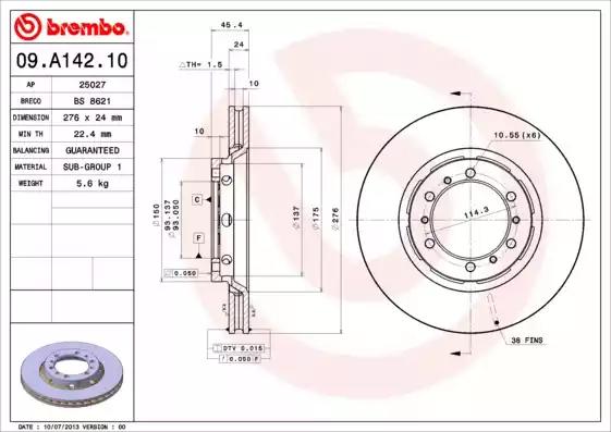 Гальмівний диск 09A14210 BREMBO