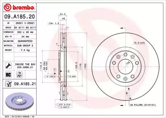 Тормозной диск 09A18521 BREMBO