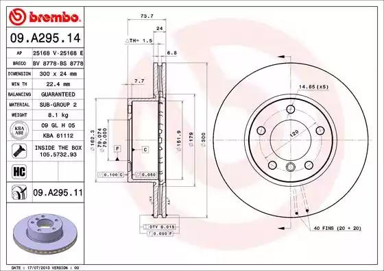 Гальмівний диск 09A29511 BREMBO