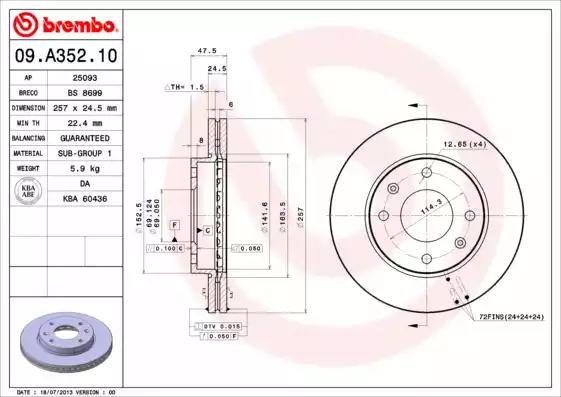 Гальмівний диск 09A35210 BREMBO