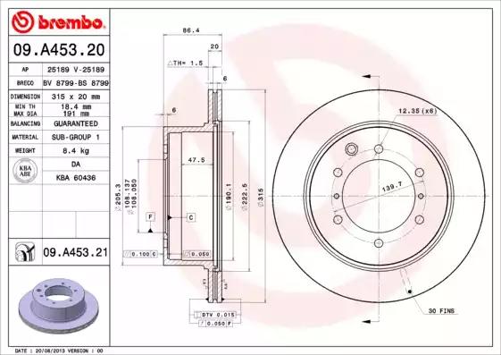 Тормозной диск 09A45321 BREMBO