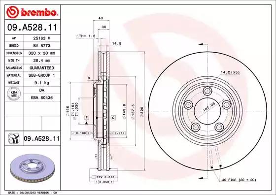 Тормозной диск 09A52811 BREMBO
