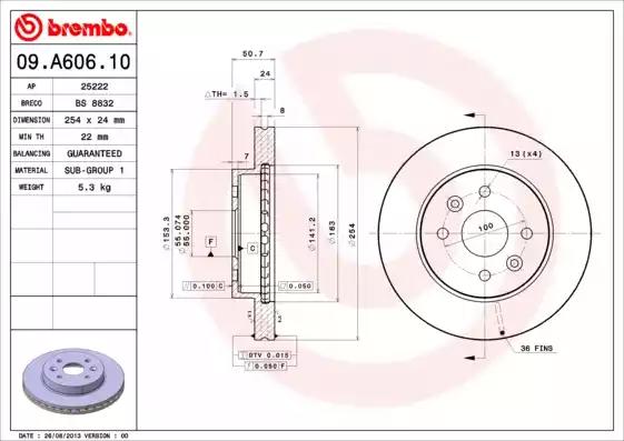 Тормозной диск 09A60610 BREMBO
