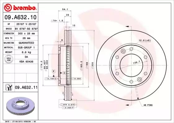Тормозной диск 09A63211 BREMBO