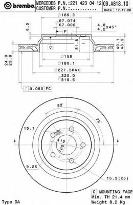 Гальмівний диск 09A81811 BREMBO