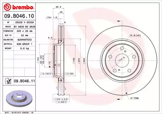 Гальмівний диск 09B04611 BREMBO